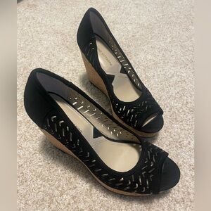 Adrienne Vittadini black Cernina wedges slip on pumps